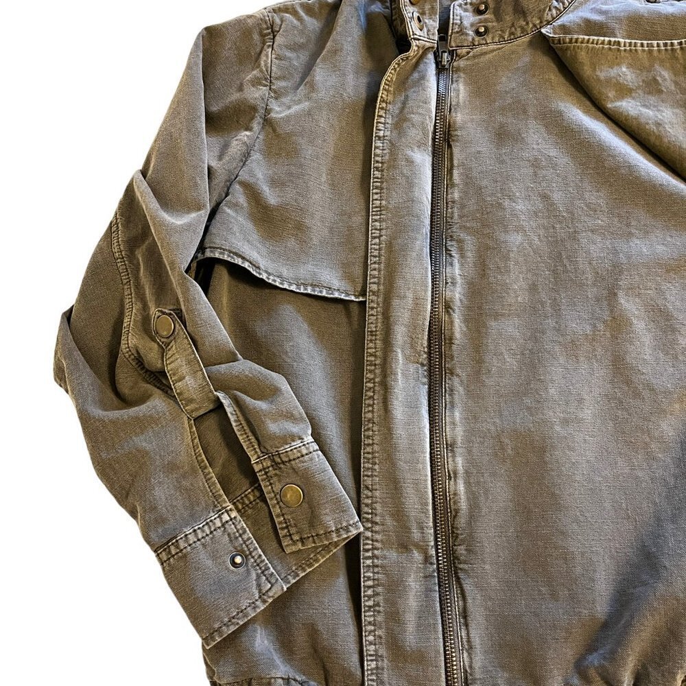 Caslon Green Drawstring Hem Utility Military Jacket  Women Full Zip size M - Picture 11 of 13